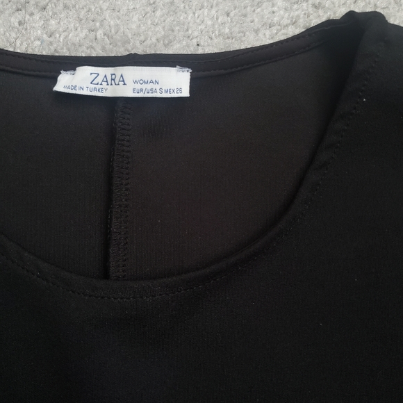 Zara Black peplum stretch shirt size S - Picture 2 of 4